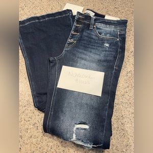 Kancan sz 11/29 mid rise destroyed flare jeans